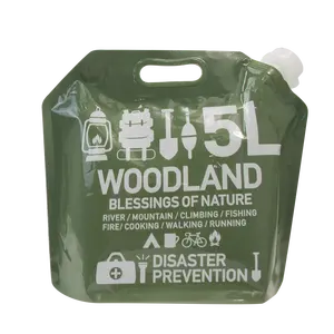 Custom Printed Outdoor Sports Foldable Food Grade Drinking Water Bags Stand Up Spout Packaging 1 Gallon Plastic Liquid Bag