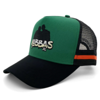 Casquette Trucker 5 Panneaux en Maille Verte avec Logo Personnalisé, Broderie 3D de Haute Qualité, Rayures Latérales Style Campagnard, Profil Haut