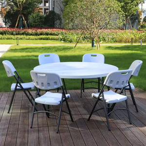 Mesa redonda plegable de plástico de 6-8 asientos, diámetro de 150cm, mesa redonda comercial portátil para interiores, exteriores, eventos, reuniones, bodas, cenas - Product Image 1