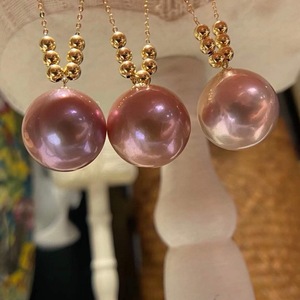 Collier de perles de couleur primaire naturelle Emperor Purple 10-14 mm, cercle presque parfait avec une forte luminosité, légers défauts, boîte cadeau incluse - Product Image 1