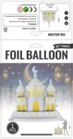 Ballon en aluminium géant autoportant Mosquée de l'Aïd, impression or blanc 3D, décorations de fête du Ramadan et de l'Aïd al-Fitr