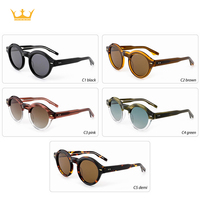 Lunettes de soleil polarisées rondes vintage en acétate, monture complète, unisexe, protection UV, design extérieur, colorées