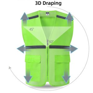 カスタム高視認性反射安全ベスト（ポケット2つ付き＆通気性メッシュ生地） - Product Image 3