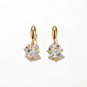 ต่างหูเพชรทรงกลมเจียระไนแบบบริลเลียนท์ ทอง 14K ได้รับการรับรองจาก IGI เพชรเพาะเลี้ยงในห้องปฏิบัติการ ดีไซน์โรแมนติก เครื่องประดับหรูหราสำหรับทุกเพศ - Product Image 1