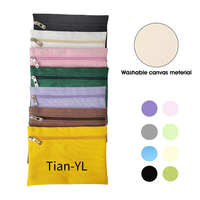 Tas Kanvas Katun 16oz Tahan Lama, Tas Penyimpanan Katun Berwarna-warni dengan Ritsleting, Tas Kosmetik Kanvas Kecil dengan Logo Kustom