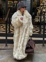 Manteau long élégant et décontracté en fausse fourrure pour femme, col à revers, ample, chaud et écologique, idéal pour l'hiver