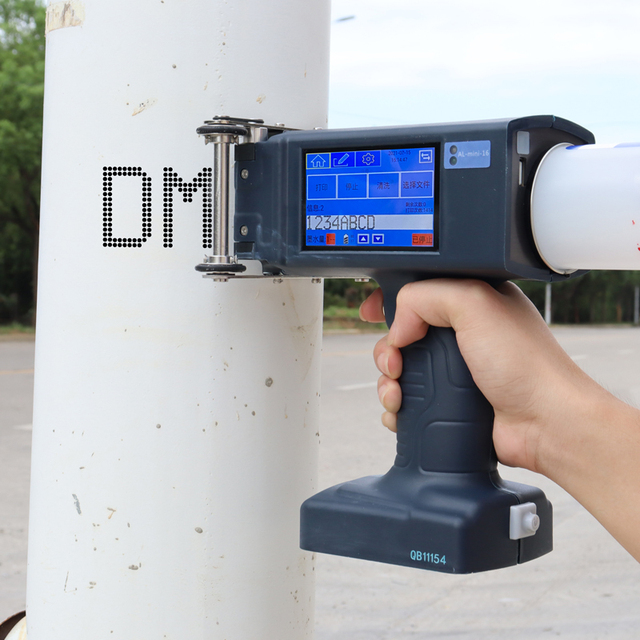Al16 Large Character Dot Matrix Inkjet Printer High Speed Handheld Inkjet Printer for Wood Pipe Steel Plates Date Logo Coding