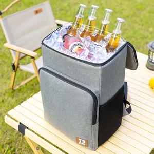 Gray Insulated Cooler <b>Backpack</b> 6 Inch Polyester Leakproof Travel All Seasons Use - Product Image 5