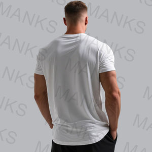 OEM Custom Logo LightWeight Rundhals ausschnitt Schnellt rockn endes T-Shirt Baumwolle <span class=keywords><strong>Muscle</strong></span> Fit T-Shirt für Herren Sportswear Design Herren T-Shirts - Product Image 3