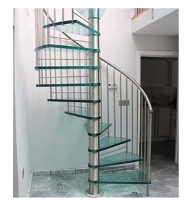 Escalier en colimaçon moderne Prima avec marches en bois massif et cadre en acier inoxydable Installation <span class=keywords><strong>facile</strong></span> Prix d'usine - Product Image 5