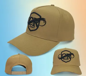 Özel Logo yeni 5 Panel kahverengi siyah 3D yükseltilmiş nakış logosu donatılmış düz bir çerçeve beyzbol şapkası şapka spor kapaklar şapka kadın erkek