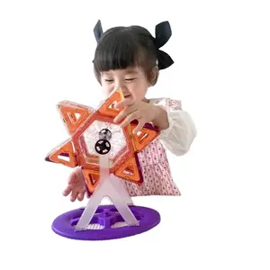 JUGUETES 3D Juego de ruedas creativas para niños Juego de rompecabezas de azulejos magnéticos Juego de juguetes educativos para bebés Bloques de construcción magnéticos