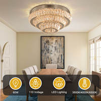 Lustre Zeal Lighting à intensité variable avec base en acier inoxydable, luminaires de plafond en cristal LED pour salon avec télécommande