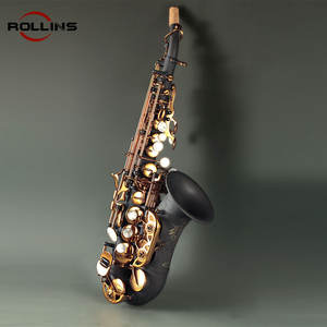 Saxofón <span class=keywords><strong>Soprano</strong></span> curvo de carbono negro alemán, recubrimiento de electroforesis, KSSL-D708 - Product Image 2