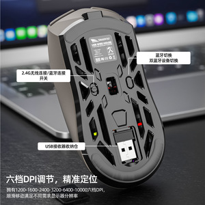 Ratón inalámbrico para juegos SMAILWOLF RS8, 73g, 6 botones, 2.4G, óptico, para oficina y juegos - Product Image 2