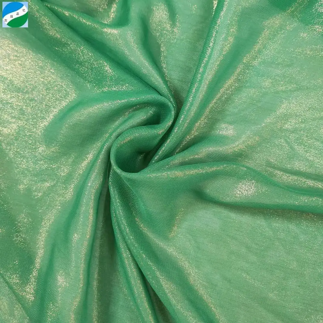 Tessuto in chiffon con stampa in oro intrecciato in poliestere di vendita caldo in tessuto cinese