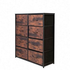 Commode industrielle en bois massif, meuble de rangement autoportant, design à panneaux en bois massif, commode à 8 tiroirs en bois - Product Image 4
