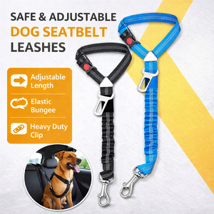 Sabuk pengaman dapat ditarik nilon PU pola polos kustom kalung untuk hewan gaya sederhana Rivet anjing sabuk pengaman mobil - Product Image 1