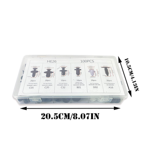 100 Caja 100 Uds HE26 coche mixto Auto sujetador Clip cuerpo empuje retenedor coche Clips plástico <span class=keywords><strong>remache</strong></span> parachoques puerta Trim Panel sujetador Kit - Product Image 3