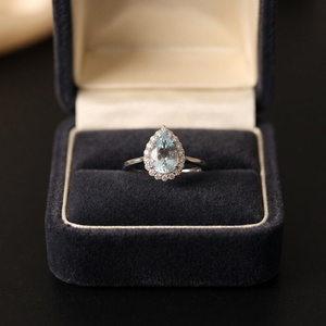 Bague de cocktail vintage en argent sterling 925 faite à la main avec pierre précieuse en aquamarine taille poire pour mariages et fêtes d'Halloween - Product Image 4