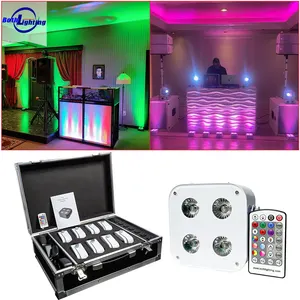 Both 4*12W RGBAW UV 6in1 Small Mini Set Battery Wireless DMX LED Par Uplight Wash Light for Disco KTV Wedding Party Bar dj