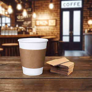 EN PACK Logotipo personalizado Cartón desechable Restaurante Café 12oz 16oz 20oz Café caliente Tazas de papel Blanco con mangas y tapa - Product Image 3