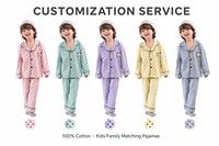 Ensemble de pyjamas pour enfants 100% coton, imprimé ours, boutonné, manches longues, garçons filles, vêtements de nuit doux, col cranté, pyjamas 2 pièces, vente en gros