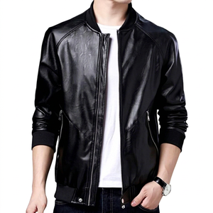 Chaqueta Bomber para Hombre, Cuello Alto, Cierre de Cremallera, Corte Ajustado, Estilo Motociclista, Otoño, Manga Larga, Resistente al Viento, Secado Rápido, Forro de Poliéster - Product Image 1
