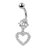 Acier chirurgical Argent Coeur Ventre Anneaux Bijoux Romantique Brillant Piercings Sourcils Courbe Barbell Piercing
