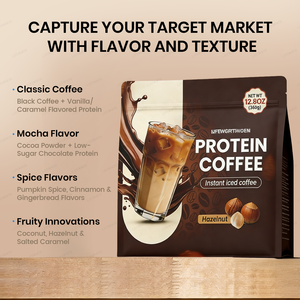 LIFEWORTH OEM <span class=keywords><strong>L</strong></span>-Carnitin Whey Protein Instant Eiskaffee-Pulver für Fokus und Energie, 20 Beutel, Zuckerfrei - Product Image 4