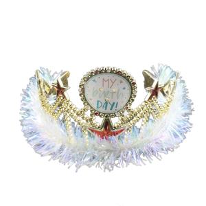 زينة حفلات تنكرية تضيء بوميض تاج شعر الأمير تاج بإضاءة مع إكسسوارات رقيقة معدنية لعيد الميلاد - Product Image 3