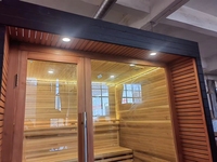Kabin Sauna Uap Portabel Ramah Lingkungan untuk Penggunaan Komersial dengan Panel Kontrol Inframerah Jauh Kayu Cedar Merah Modern dan Cerdas