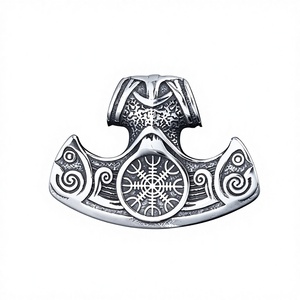 Pendentif Marteau de Thor en Acier Inoxydable Série <span class=keywords><strong>Viking</strong></span> Personnalisé Tendance Transfrontalier, Chaîne en Bambou Vintage Nordique - Product Image 1