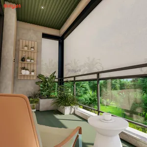 Tirai luar ruangan aluminium bermotor kustom Modern tahan angin untuk jendela Skylight gaya polos sederhana untuk Patio