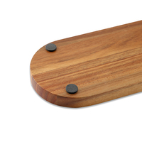 Lot de 4 plateaux de service ovales en bois d'acacia massif, durables et écologiques, gravés, pour apéritifs, camping et mariages