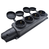 Prise de courant industrielle Schuko 4 voies IP54 type UE, rallonge TPE 250V 16A, anti-chute, étanche à la poussière, étanche à l'eau, CE/ROHS Huanya pour extérieur