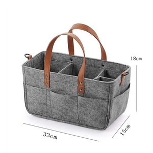 Almacenamiento de fieltro para bebé, cesta organizadora de guardería, bolsa de pañales infantil con asa, <span class=keywords><strong>Caddy</strong></span>, cambiador de pañales, portador de almacenamiento para niños, Bolsillo grande - Product Image 3