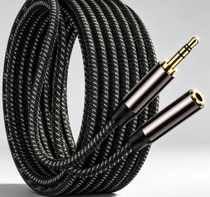 Câble d'extension <span class=keywords><strong>audio</strong></span> AUX 3,5 mm mâle-femelle, prise <span class=keywords><strong>casque</strong></span> plaquée or 24 carats, double blindage, tressé en nylon, <span class=keywords><strong>pour</strong></span> haut-parleur de voiture - Product Image 5