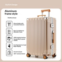 Valises de voyage légères personnalisées avec poignée en cuir vintage, ensembles de bagages à roulettes avec cadre en aluminium
