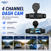 Caméra embarquée SIBOYI 1080P 4 canaux multi-lentilles avec Wi-Fi intégré, écran IPS 3,16 pouces, moniteur de stationnement, contrôle par application et enregistrement en boucle