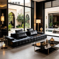 Modernes Luxus-Echtleder-Sofa mit 3/4 Sitzen, Modulares Design, Holz-Eisen-Rahmen für Wohnzimmer, Villa und Hotel, Modell S59