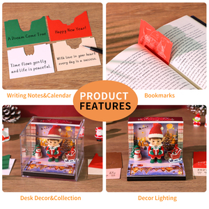 Bloc de Notas de Papel con Calendario Navideño 2027, Diseño Personalizado con Logotipo, Escena de Pueblo Iluminada, Muñeco de Nieve y Trineo, Decoración para Escritorio - Product Image 5