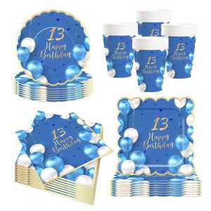 DAMAI Artículos para Fiesta de 13 Años, Platos y Servilletas Azules y Dorados para Fiesta de 13 Años, Decoraciones y Recuerdos para Niños - Product Image 5