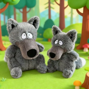 Peluche Loup Brodé Super Doux en Gros, 25-35cm, Gris Moelleux, avec Logo Personnalisé pour Cadeaux Anti-Stress - Product Image 2