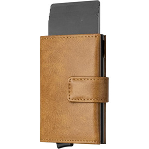 Tarjetero Automático con Bloqueo RFID para Tarjetas de Crédito y de Presentación, Diseño Sólido en Cuero PU y Aluminio, Estilo Delgado con Cierre de Botón - Product Image 2