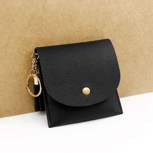 Da sang trọng Thiết kế móc khóa ví phụ nữ đồng xu Ví Keychain phụ nữ Da Tua Earbud trường hợp chủ thẻ Keychain Ví - Product Image 2