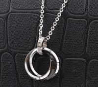 En Acier inoxydable 50cm de Long Strass Hommes Femmes Unisexe À La Mode Bijoux Cadeau de 3 Cercles Pendentif Collier pour Hommes Femmes