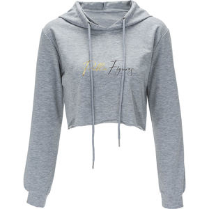 เสื้อฮู้ดครอปสั้นผู้หญิง HG212 พร้อมส่ง พิมพ์โลโก้ด้านหน้าได้ตามสั่ง ผ้าเทอร์รี่ ODM เป็นมิตรกับสิ่งแวดล้อม ระบายอากาศได้ดี - Product Image 2