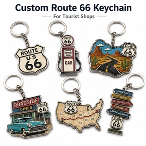 Souvenirs Route 66 personnalisés : Porte-clés, épingles de revers, badges, aimants de réfrigérateur en alliage de zinc avec cartes de support et logo pour les boutiques touristiques - Product Image 2