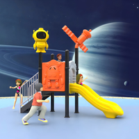 Equipo de Juegos Infantiles para Exteriores con Temática de Robots, con Tobogán de Plástico y Escaleras, para Jardín de Infancia y Uso Comercial en Parques Públicos